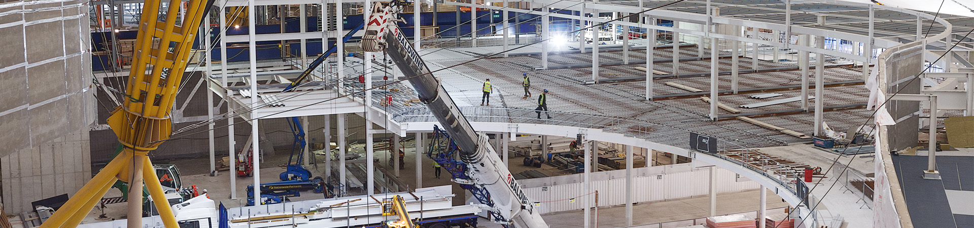 Internal shot of structural steelwork building 